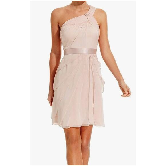 Adrianna Papell US Size 10 Light Pink One Shoulder Tiered Ruffle Cocktail Dress - Picture 12 of 12
